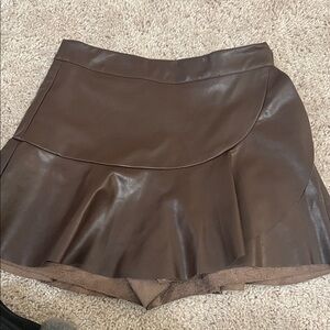 DO+BE Chocolate Brown Skort Faux Leather Detail